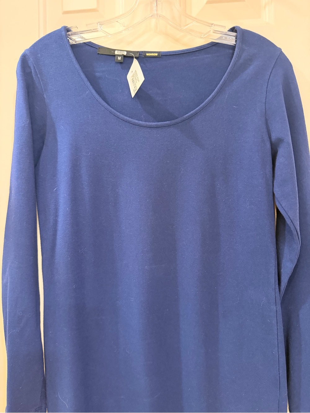 Monrow Navy Scoop-Neck Long Cotton Sleeve Sheath Dress, NWOT, Sz M - Picture 9 of 16